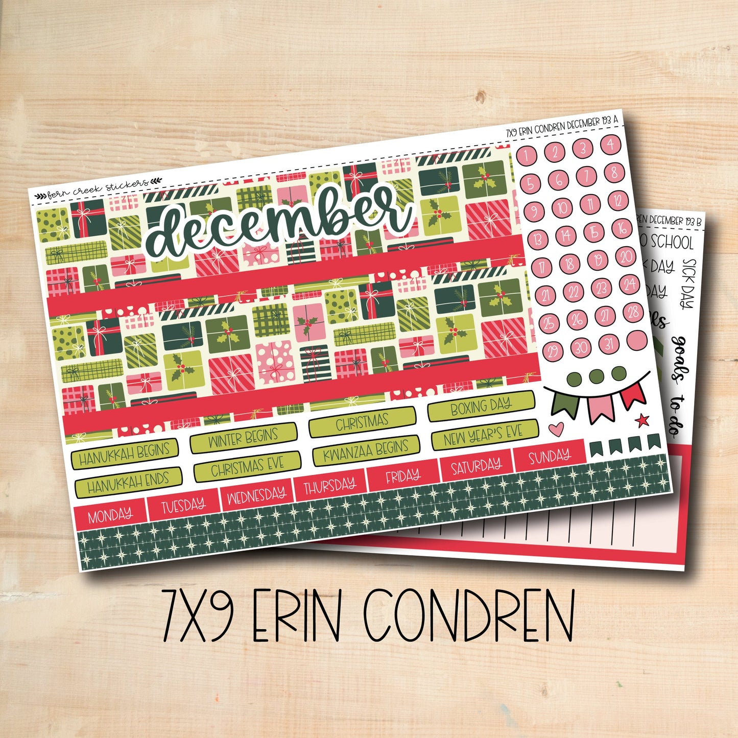 EC 7x9 193 || VINTAGE CHRISTMAS December 7x9 Erin Condren monthly planner kit