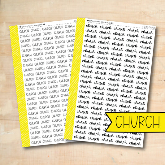 S-C-18 || CHURCH script stickers