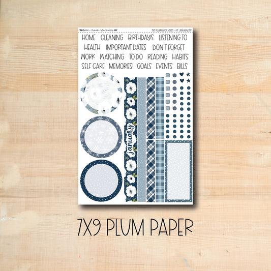 7x9 Plum NOTES-197 || WINTER FARMHOUSE 7x9 Plum Paper January notes page