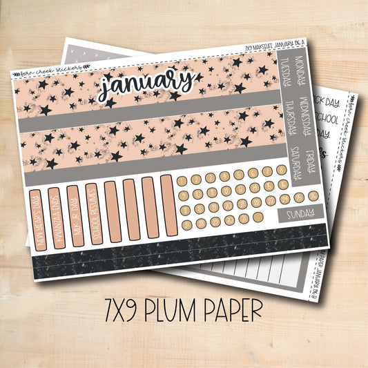 7x9 PLUM-196 || MIDNIGHT PARTY 7x9 Plum Paper January Monthly Kit