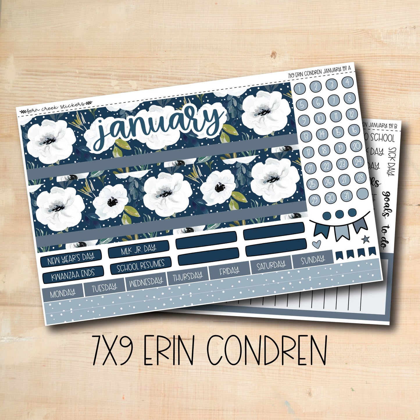 EC 7x9 197 || WINTER FARMHOUSE January 7x9 Erin Condren monthly planner kit