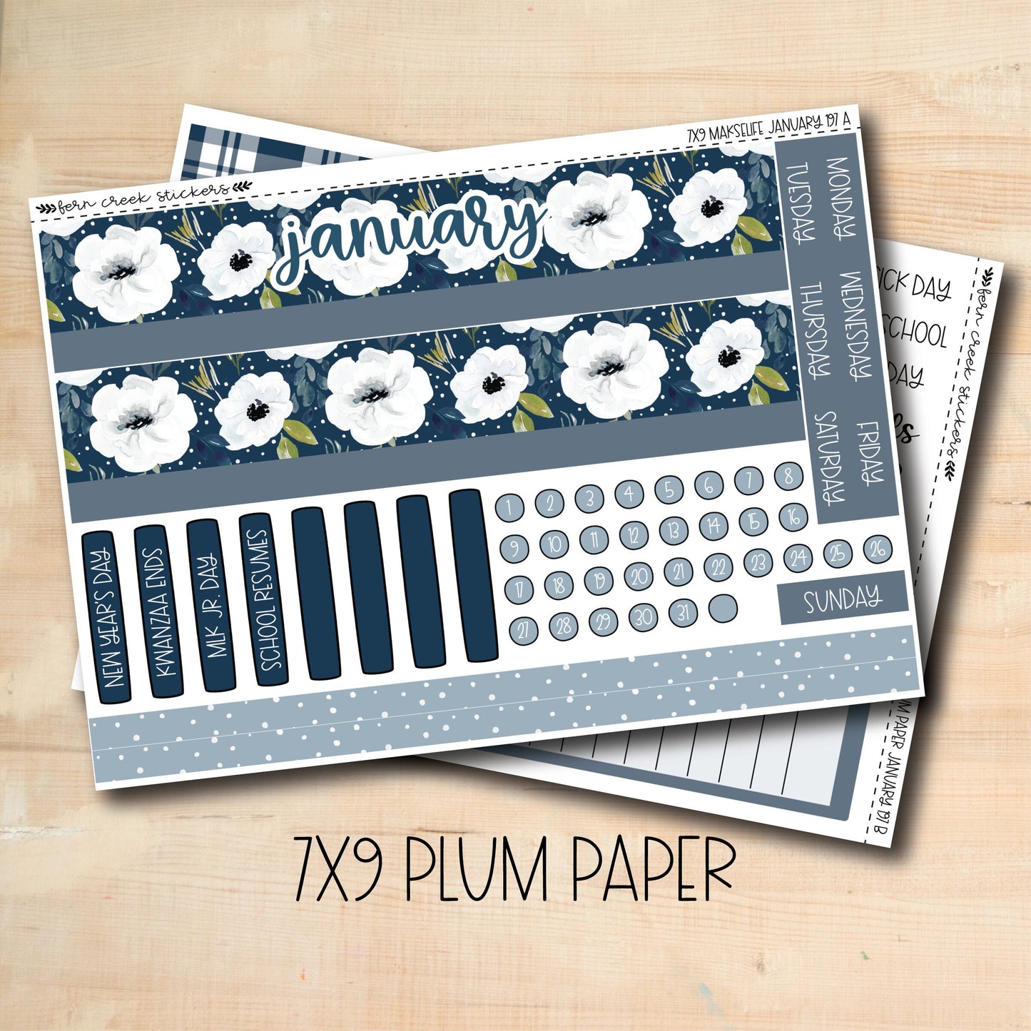 7x9 PLUM-197 || WINTER FARMHOUSE 7x9 Plum Paper January Monthly Kit