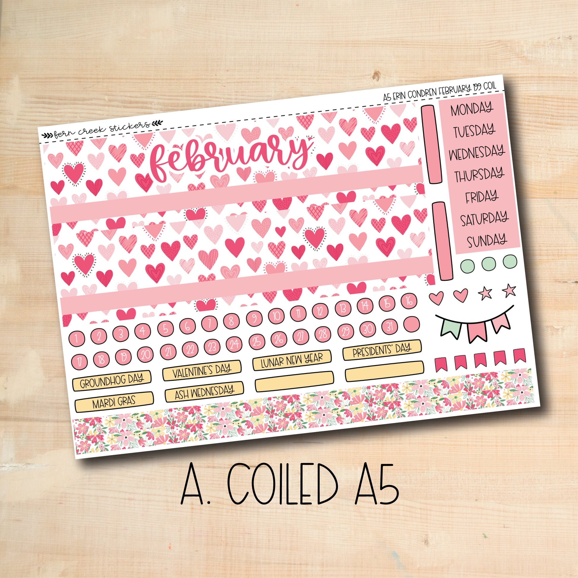 a valentine&#39;s day planner sticker with hearts