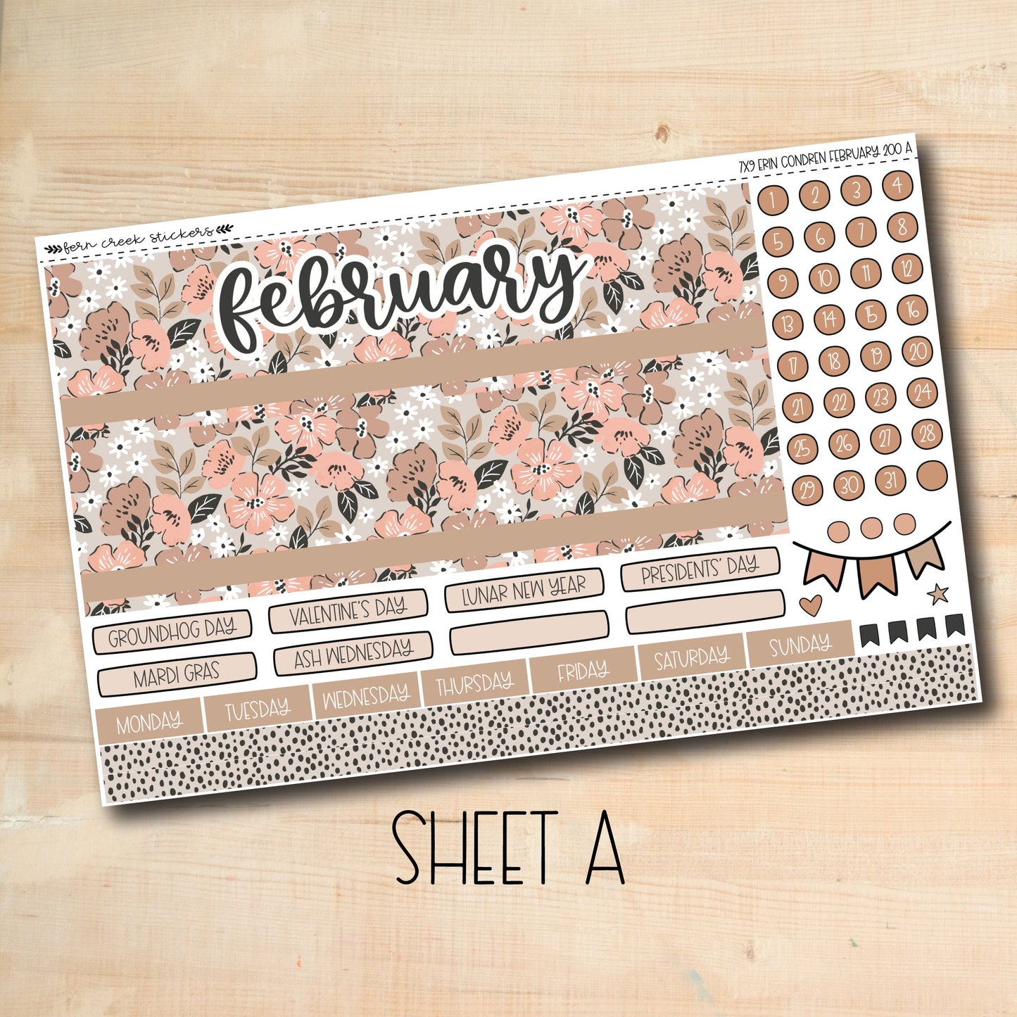 a sticker sheet with a floral pattern on it