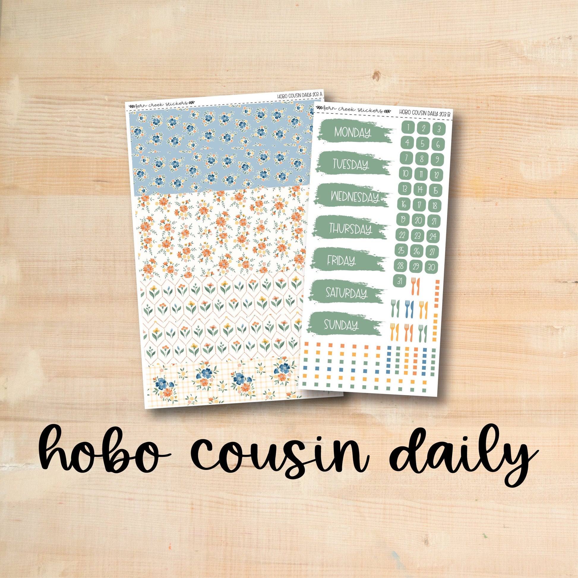 the hobo cousin daily stickers are on a wooden surface