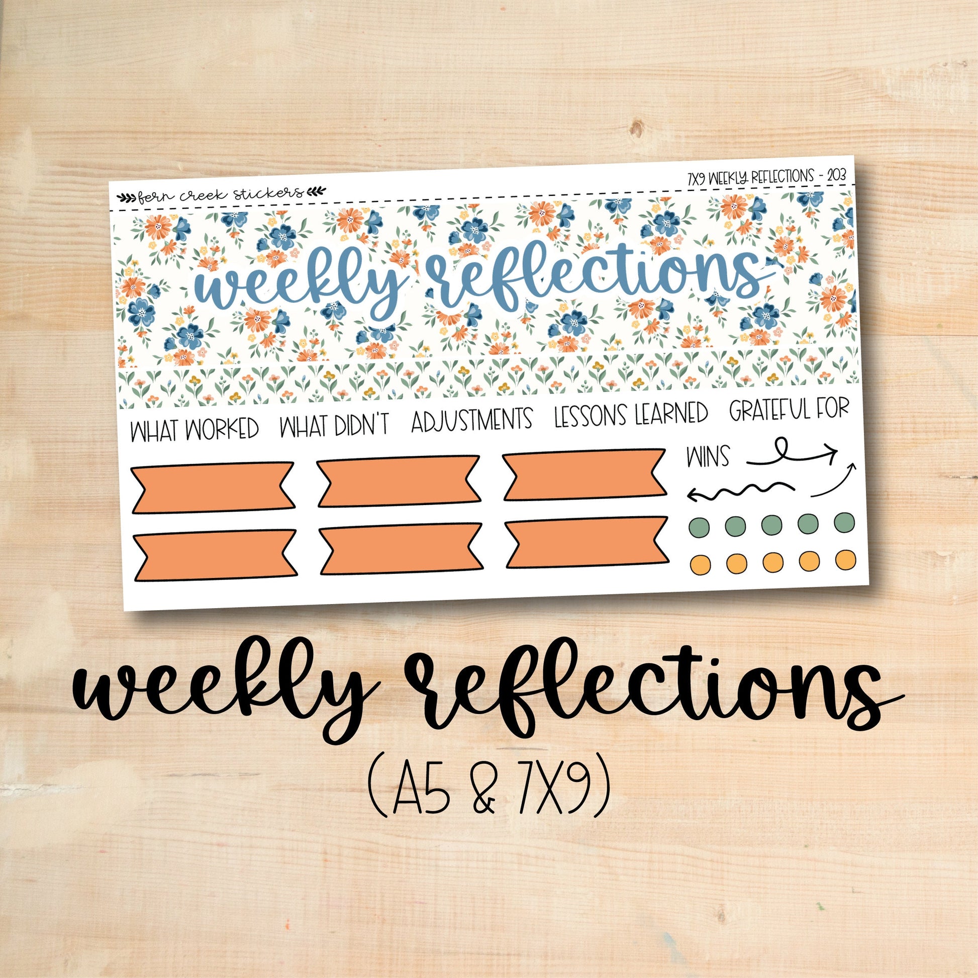a sticker with the words weekly reflections on it