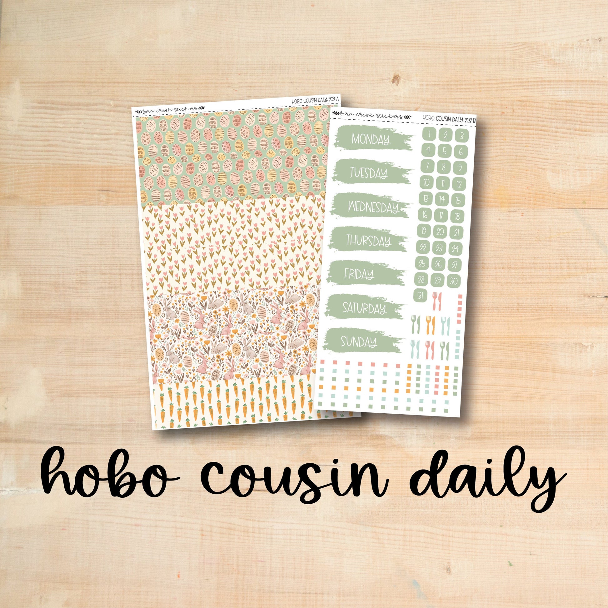 the hobo cousin daily stickers are on a wooden surface