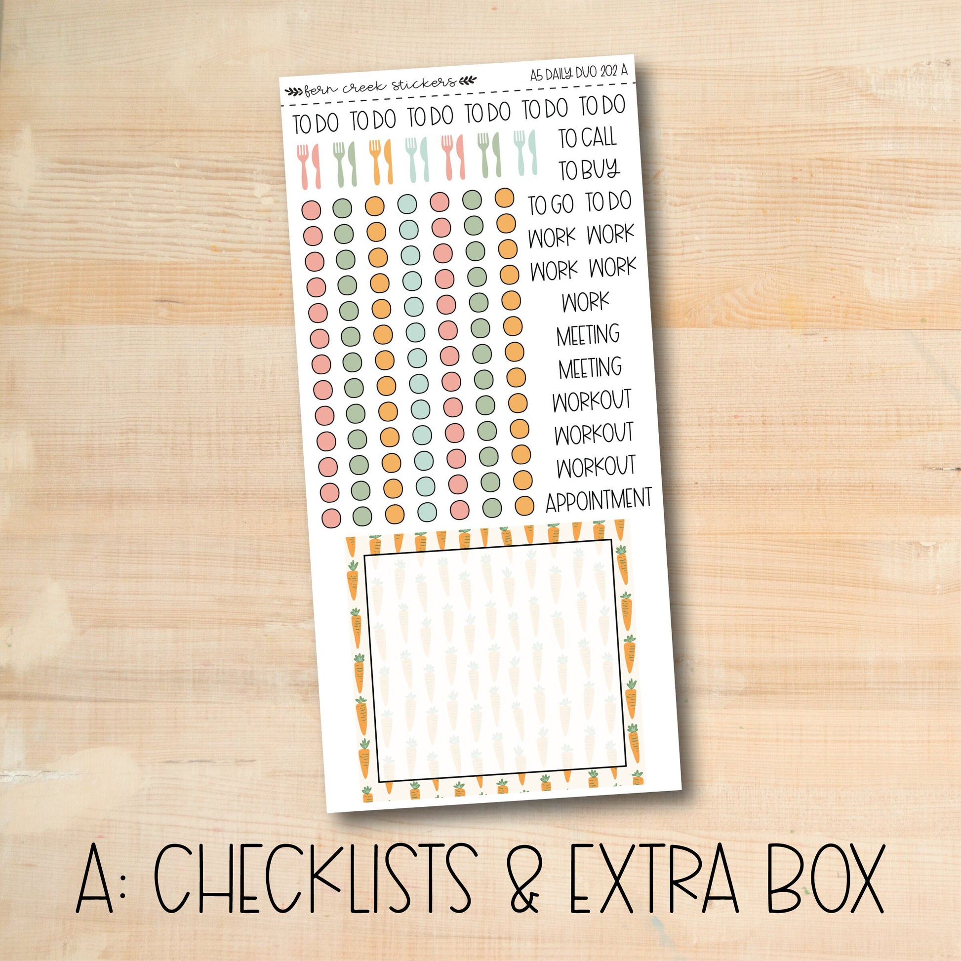 a checklist and extra box with a wooden background