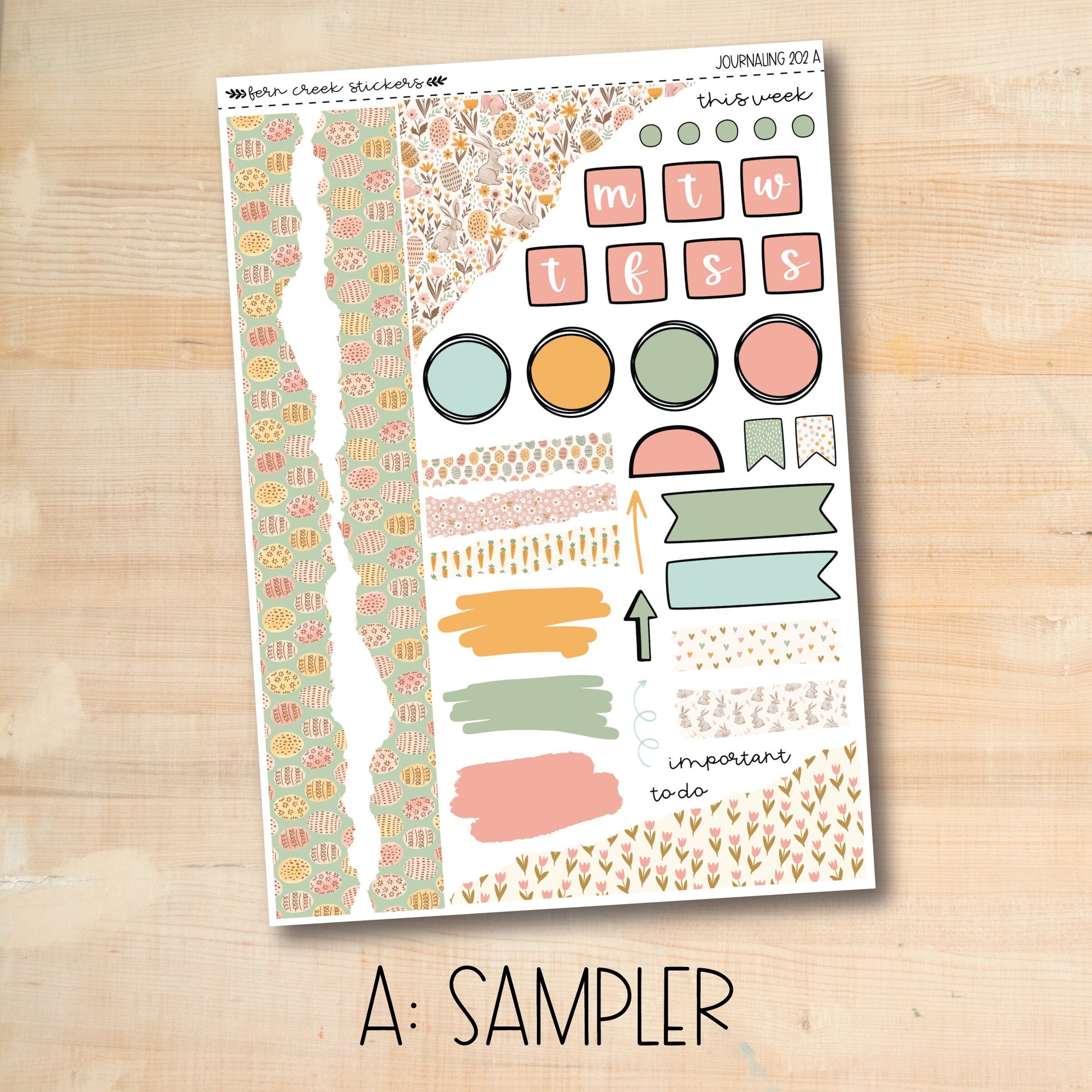 a sample of a sticker sheet with a wooden background
