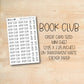 a book club card sized mini sheet with a transparent matte sticker