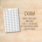 a sheet of paper with the words exam on it