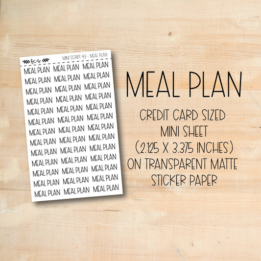 a piece of paper with the words meal plan printed on it