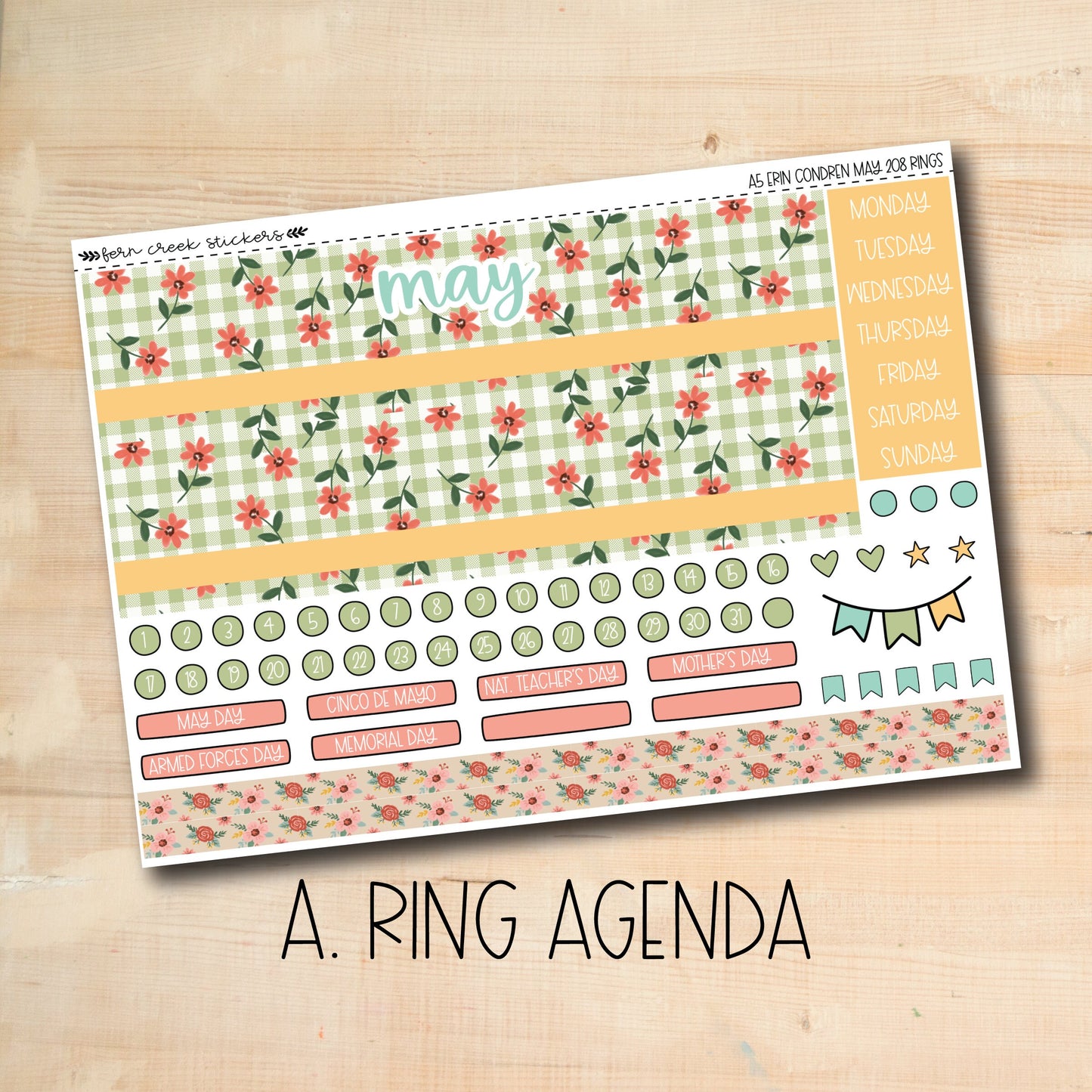 a planner sticker with a flower pattern on it