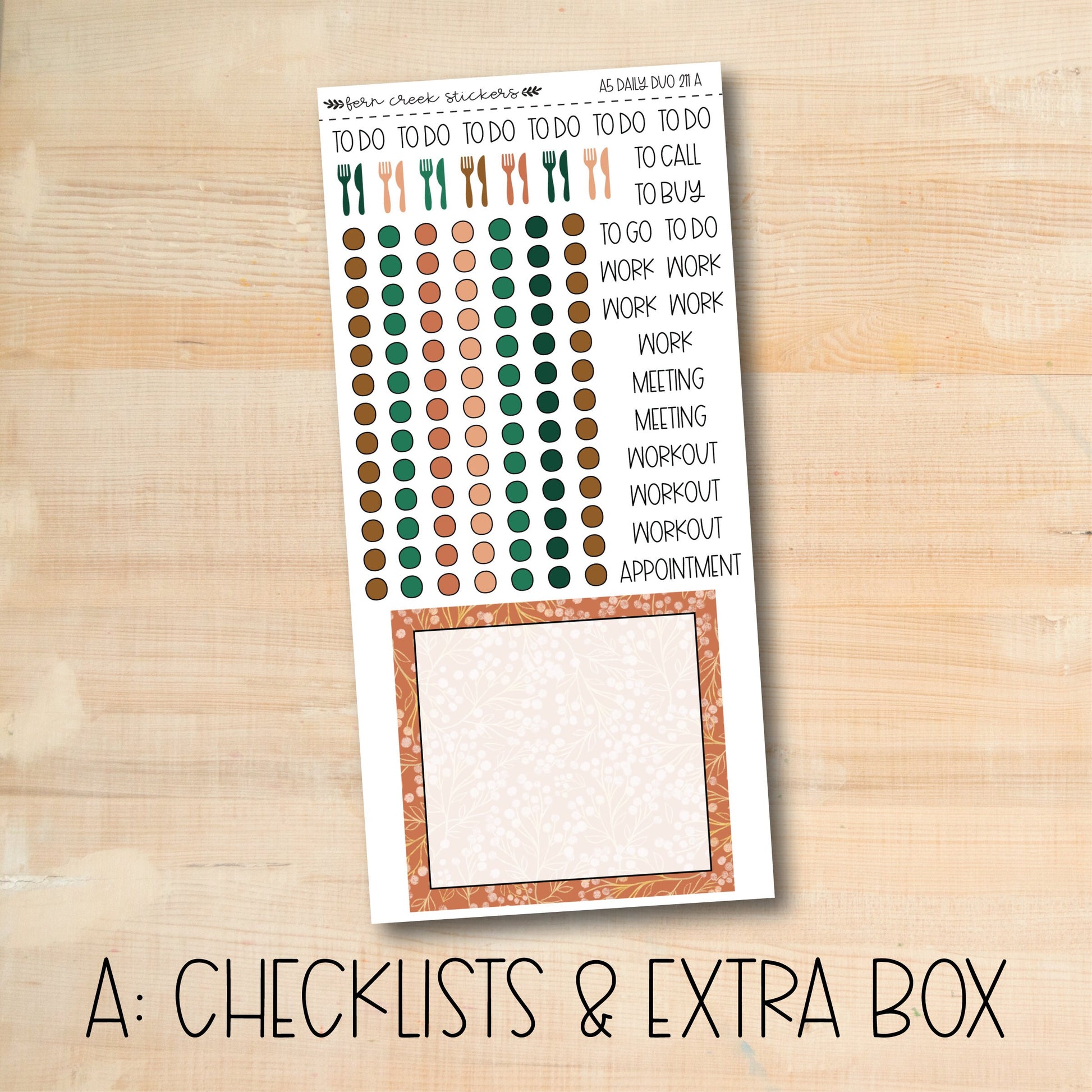 a checklist and extra box with a wooden background